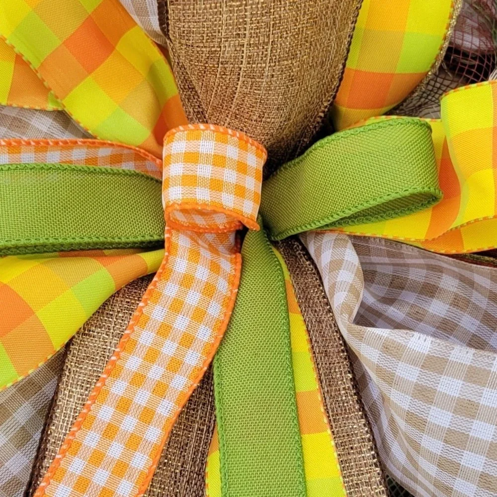 Fall Scarecrow Wreath Autumn Front Door Decor Burlap Gingham  Thanksgiving